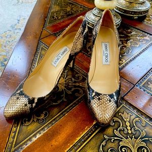 Jimmy Choo Gilbert metallic snake leather pump. Euro size 38.